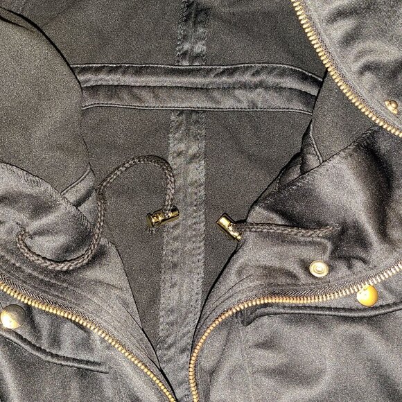 YOKI | Black Anorak Zipper Trim 100% Polyester Rain Coat XL - Picture 10 of 14